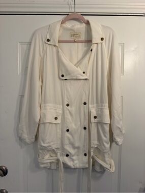 Current/Elliott Cream Double-Breasted Infantry Jacket